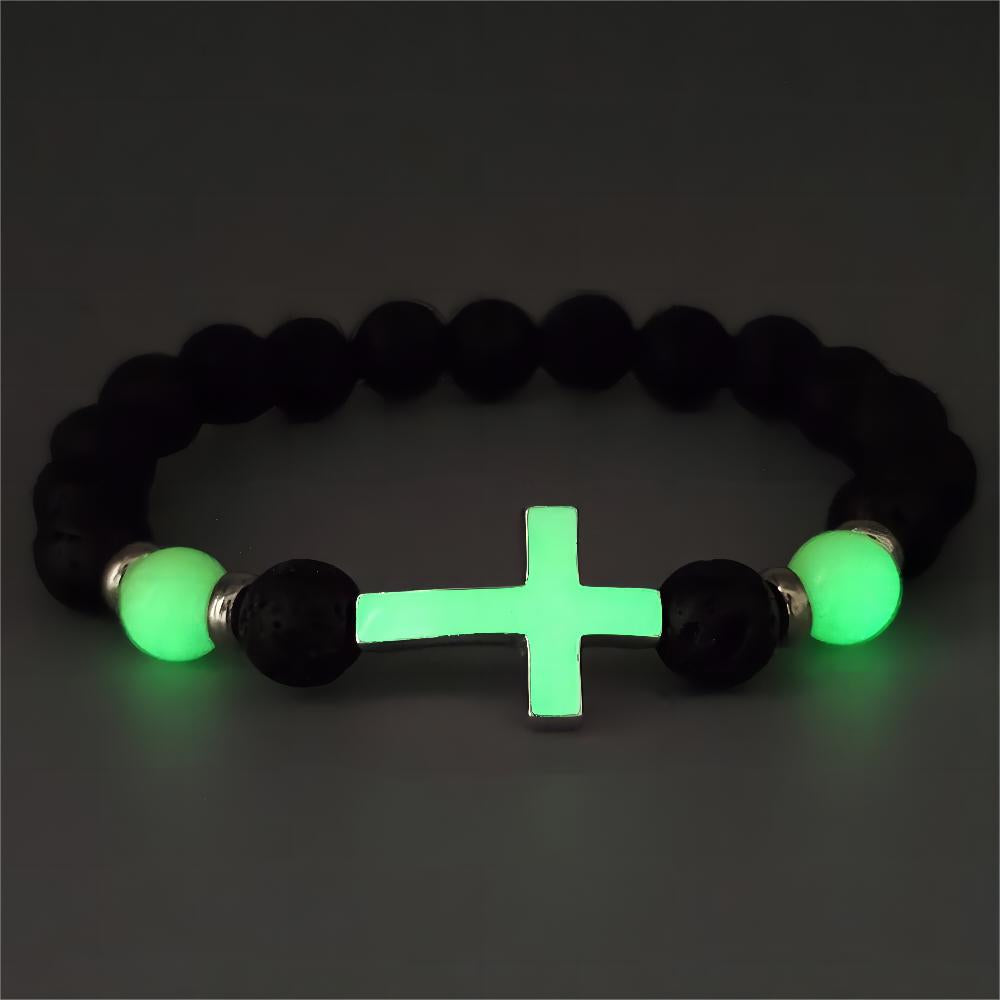 Mystical Glow Cross Lava Bracelet