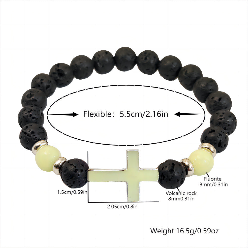 Mystical Glow Cross Lava Bracelet