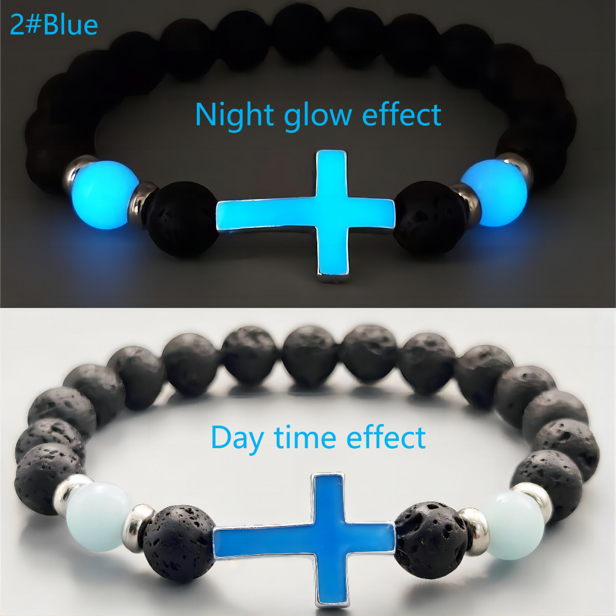 Mystical Glow Cross Lava Bracelet
