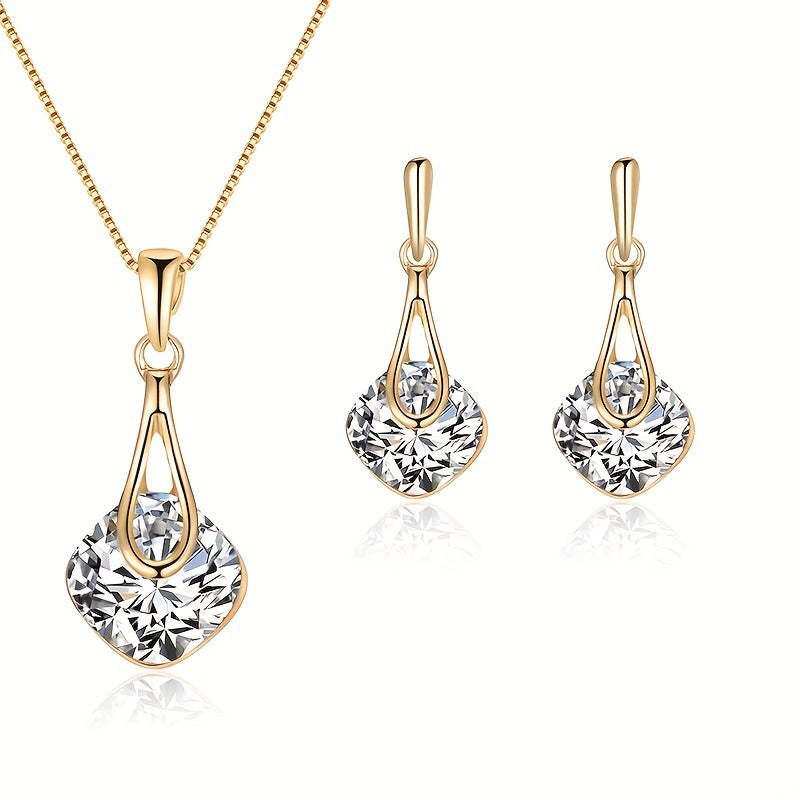 Comfort-Fit Sparkle Earrings and Necklace