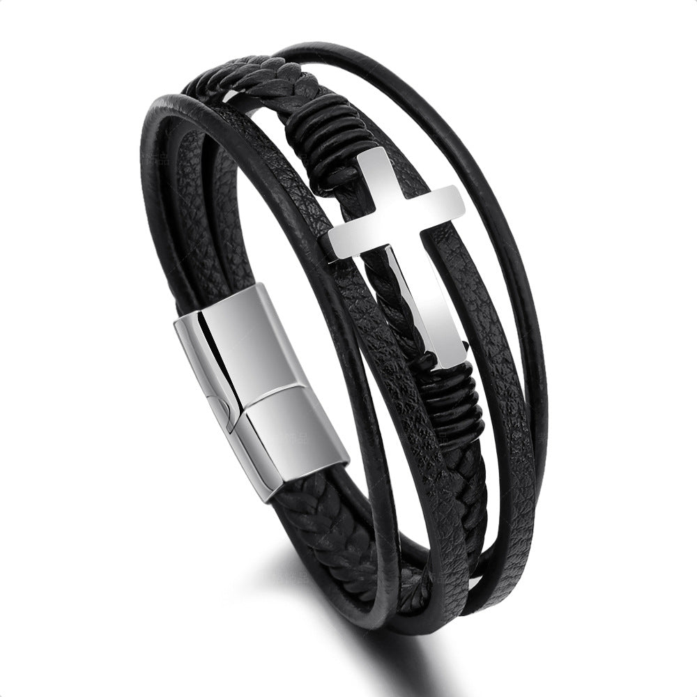 Faith-Inspired Steel Cross Bracelet