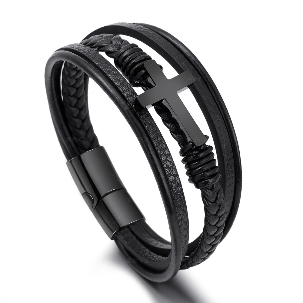 Faith-Inspired Steel Cross Bracelet