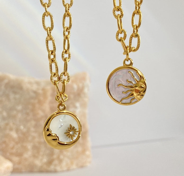 Celestial Harmony Sun & Moon Necklaces