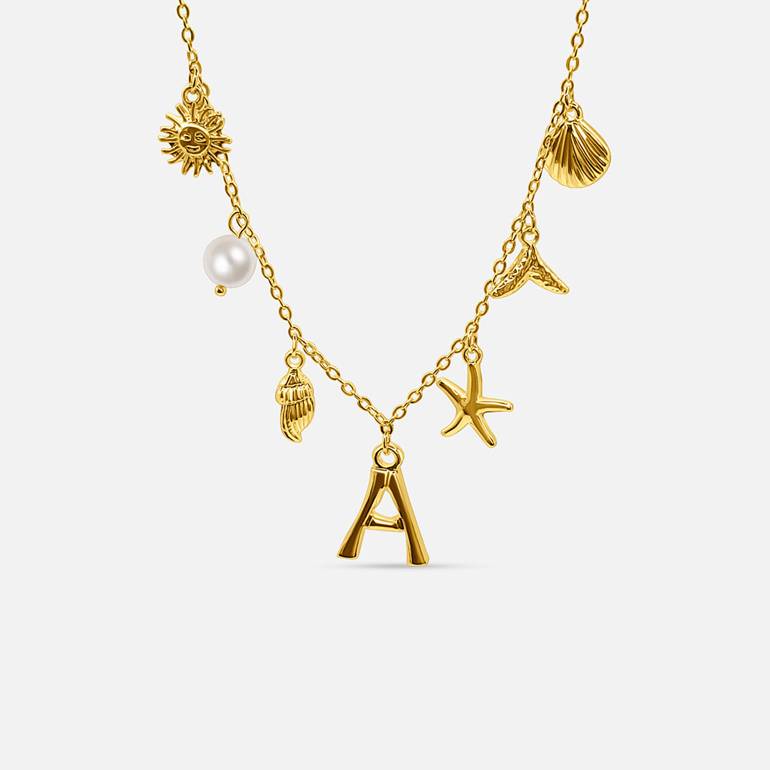 Elegant Ocean Gold Letter Necklace