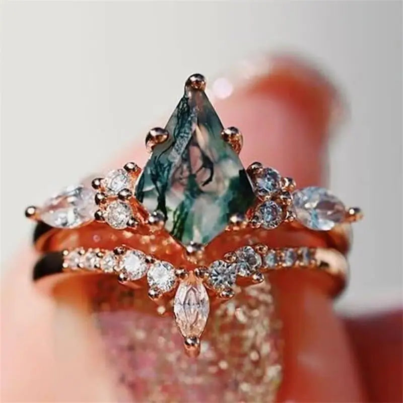 Tranquil Green Moss Agate Ring
