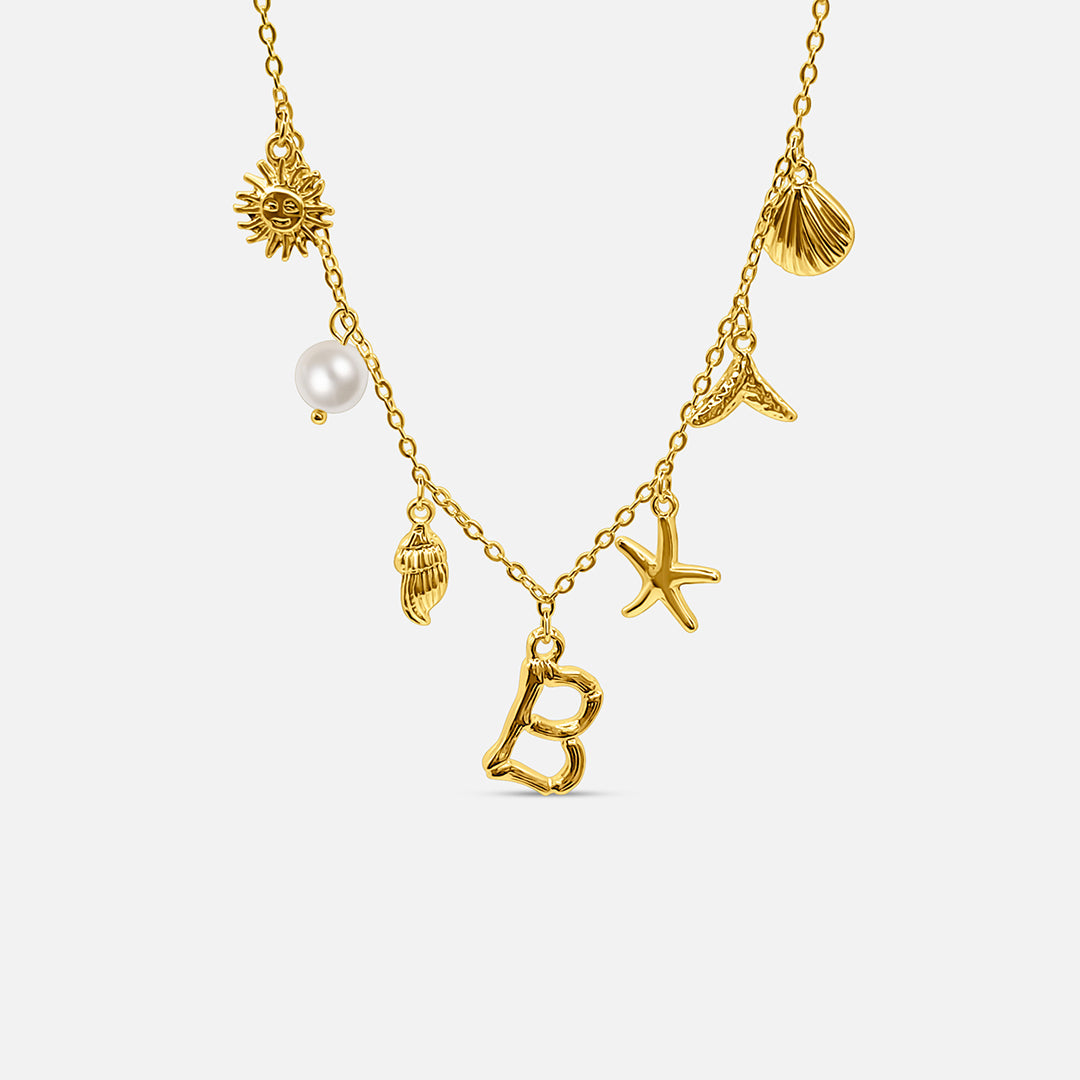 Elegant Ocean Gold Letter Necklace