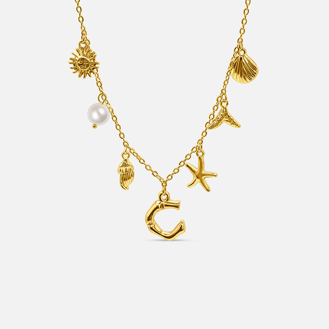 Elegant Ocean Gold Letter Necklace
