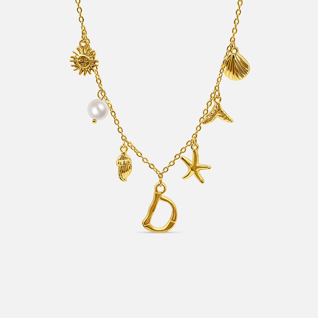 Elegant Ocean Gold Letter Necklace
