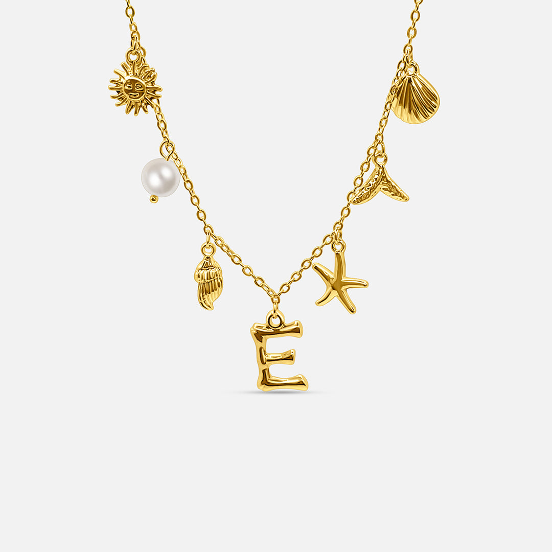 Elegant Ocean Gold Letter Necklace