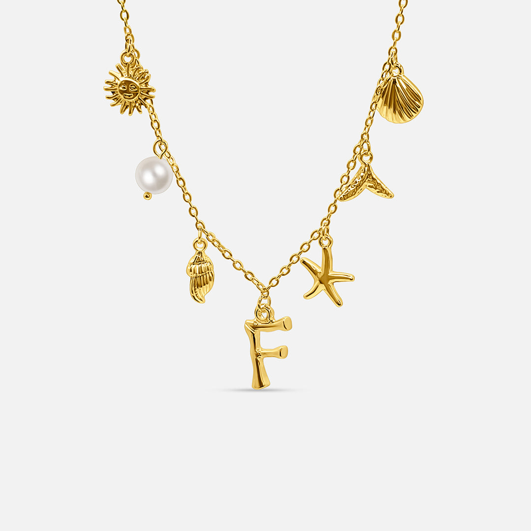Elegant Ocean Gold Letter Necklace