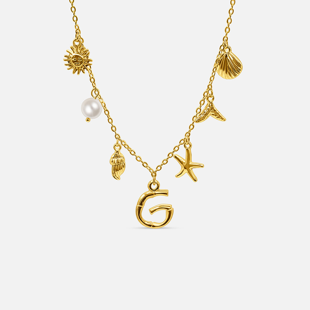 Elegant Ocean Gold Letter Necklace