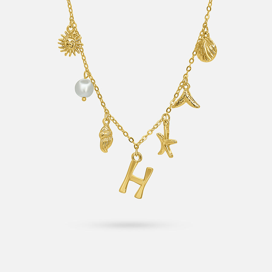 Elegant Ocean Gold Letter Necklace
