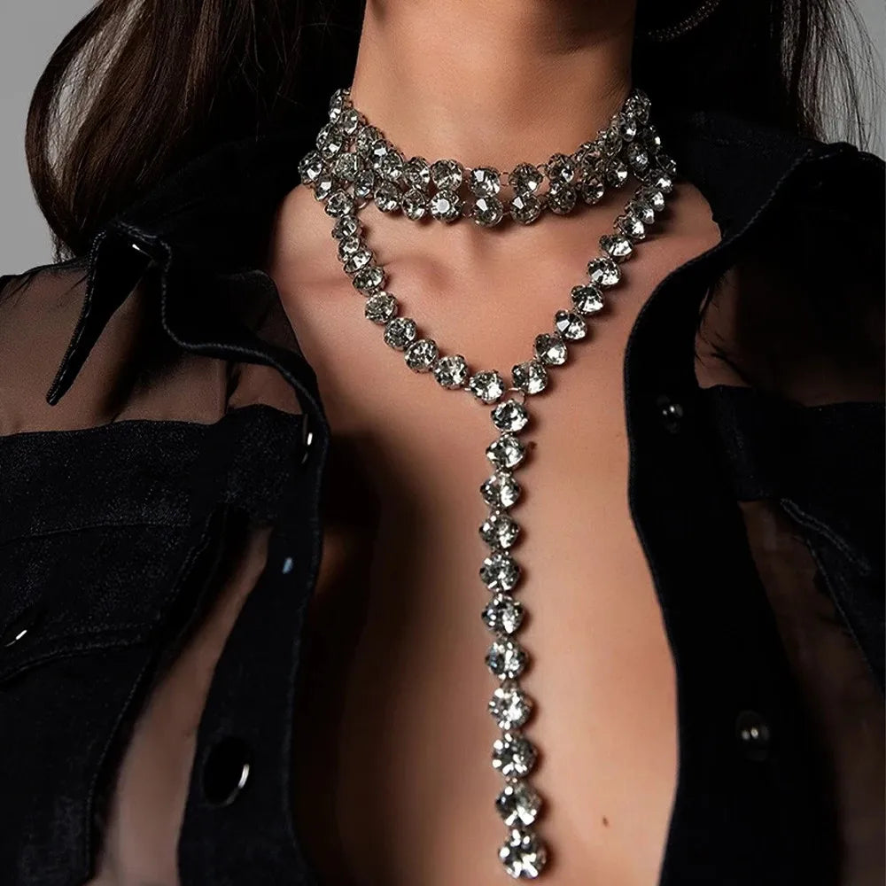 Elegant Multi-Layer Crystal Charm Necklace