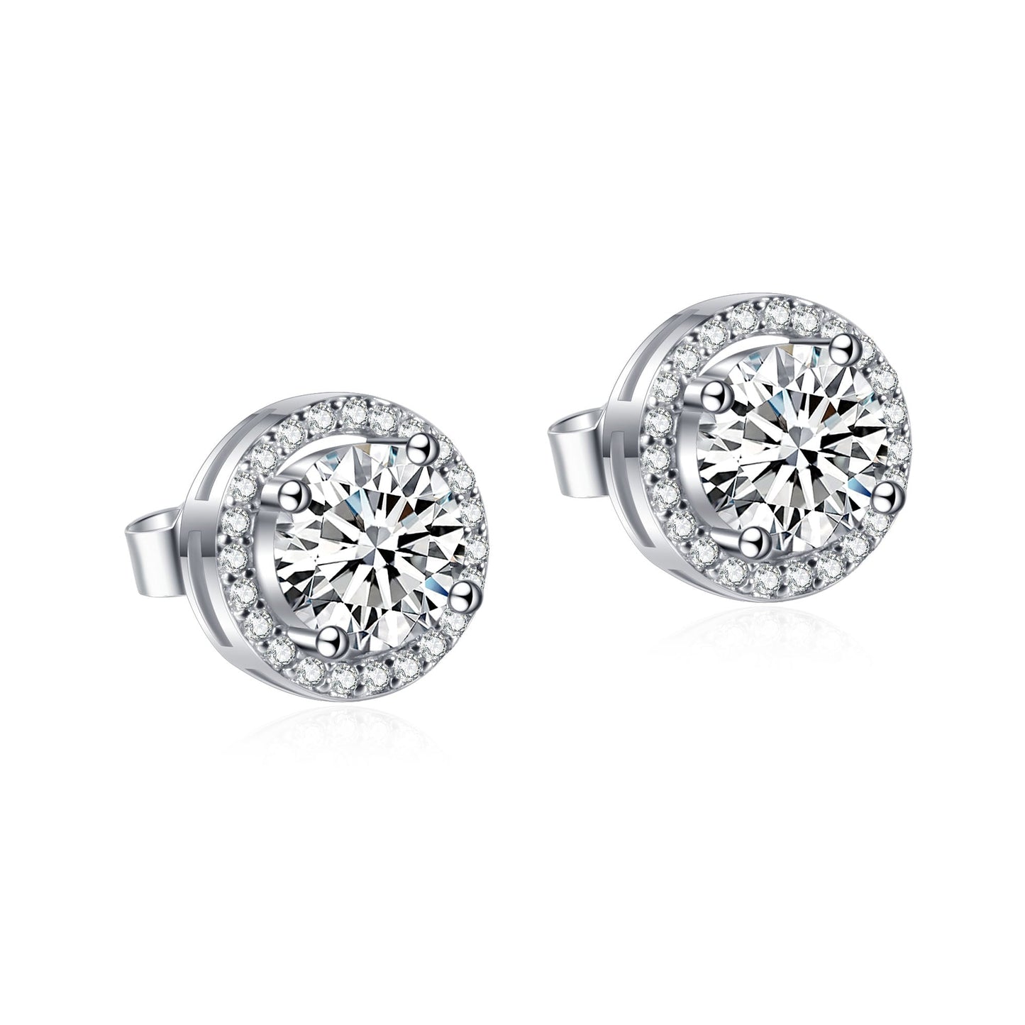 Radiant Moissanite Halo Elegance Earrings