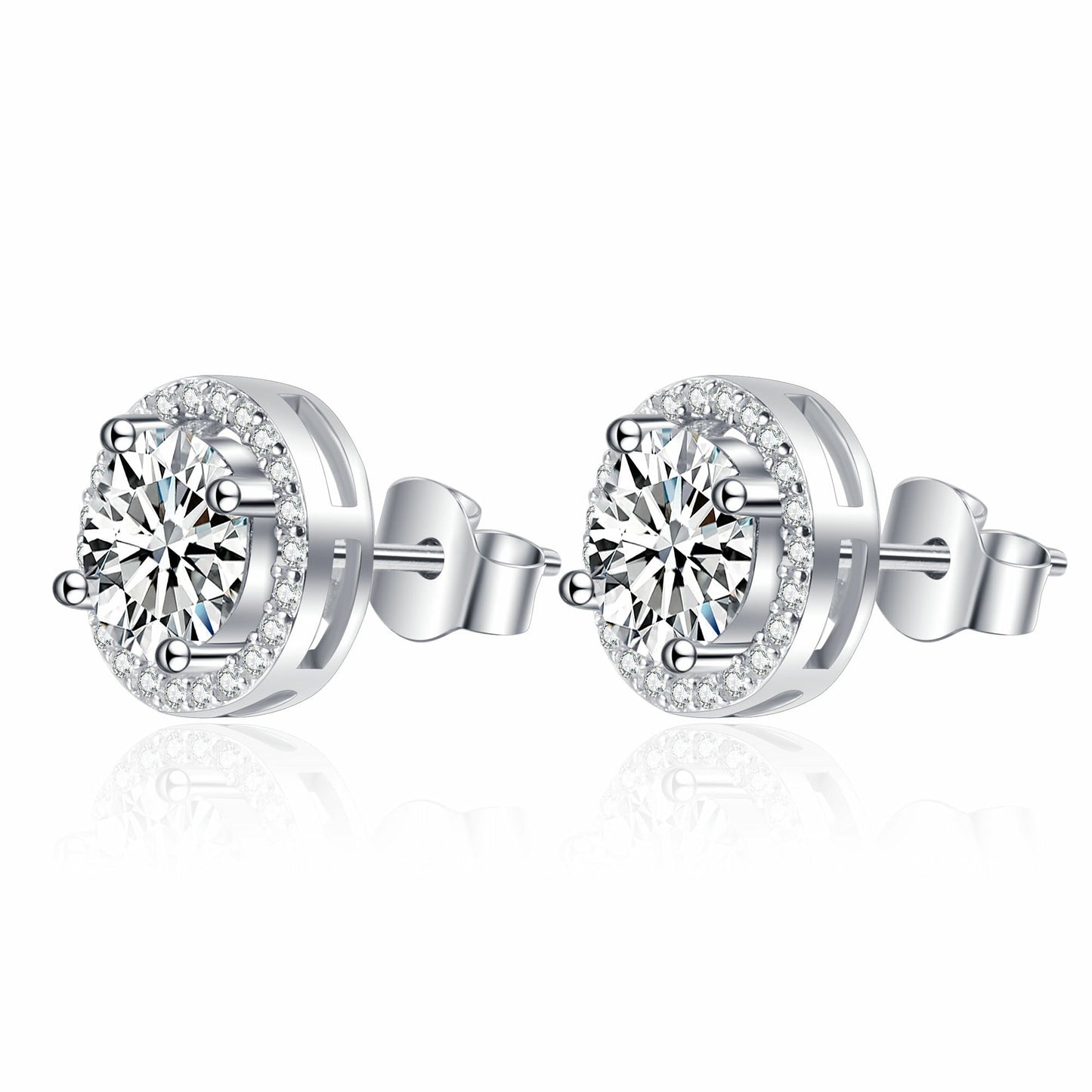 Radiant Moissanite Halo Elegance Earrings