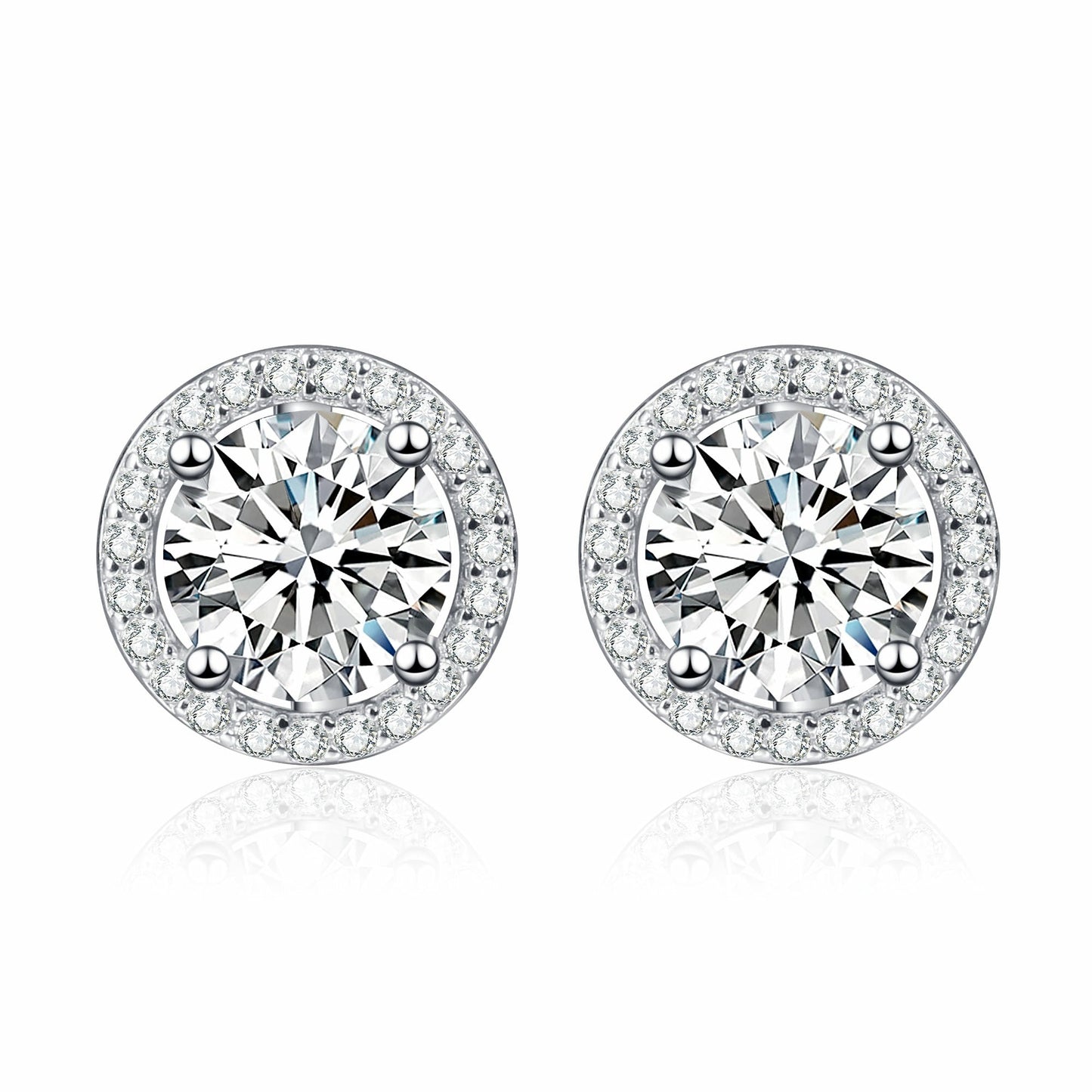 Radiant Moissanite Halo Elegance Earrings