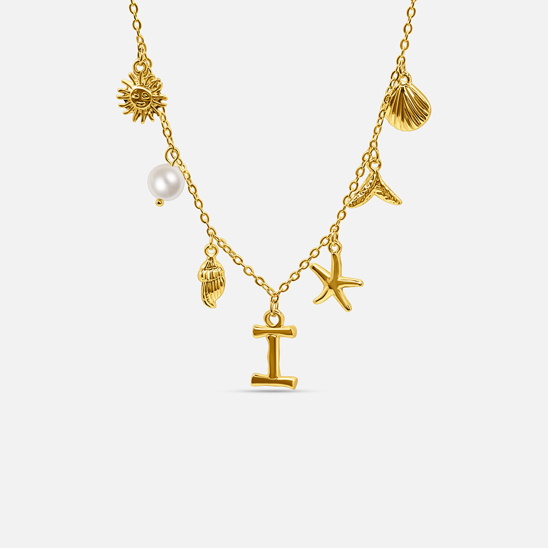 Elegant Ocean Gold Letter Necklace