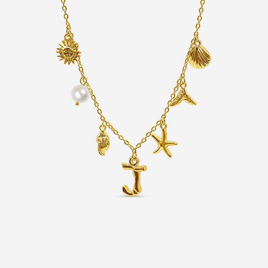 Elegant Ocean Gold Letter Necklace