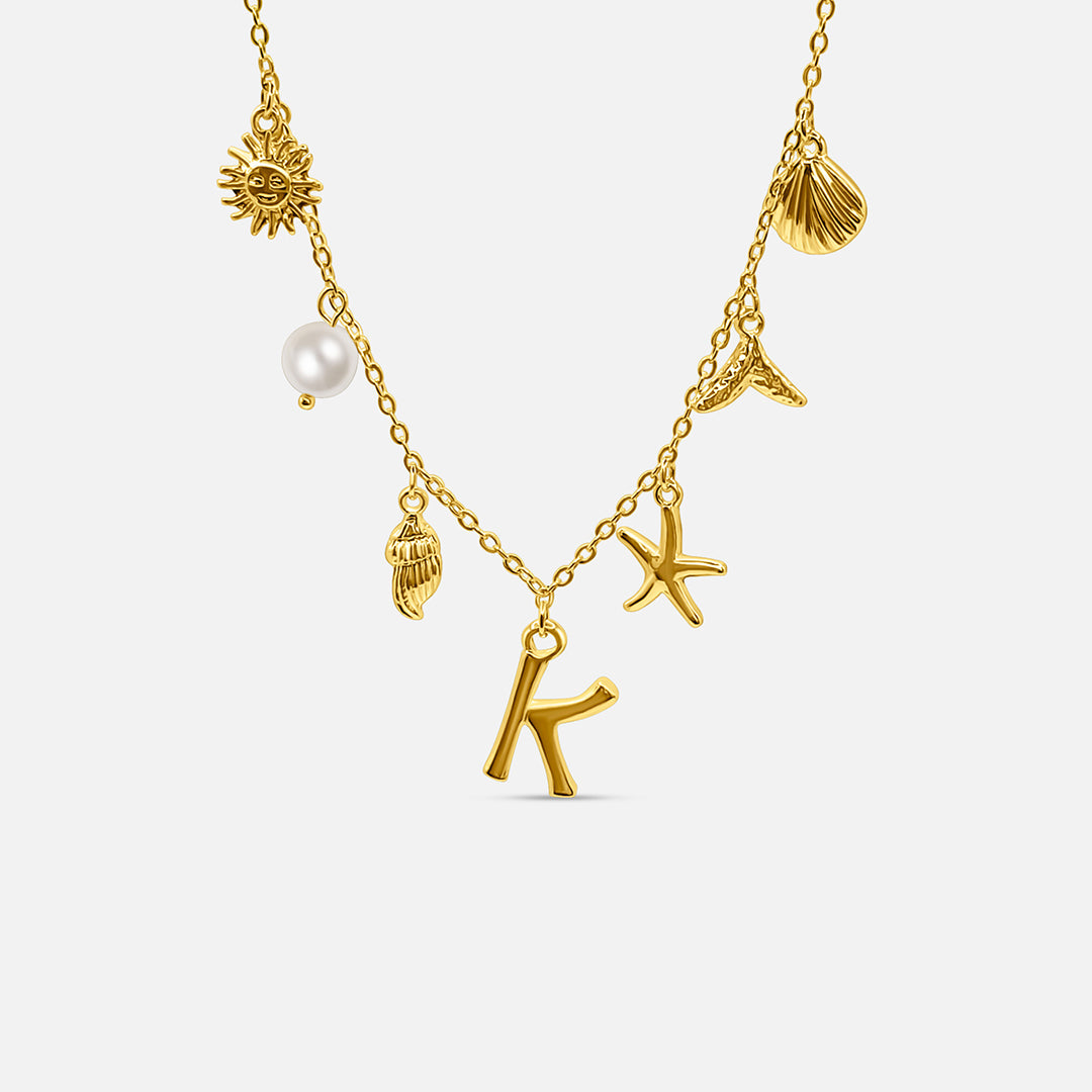 Elegant Ocean Gold Letter Necklace