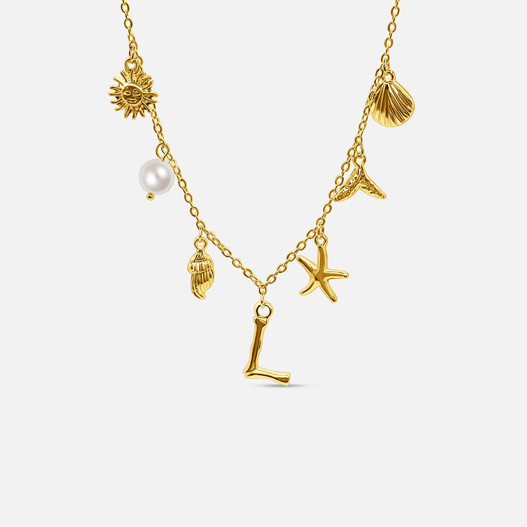 Elegant Ocean Gold Letter Necklace