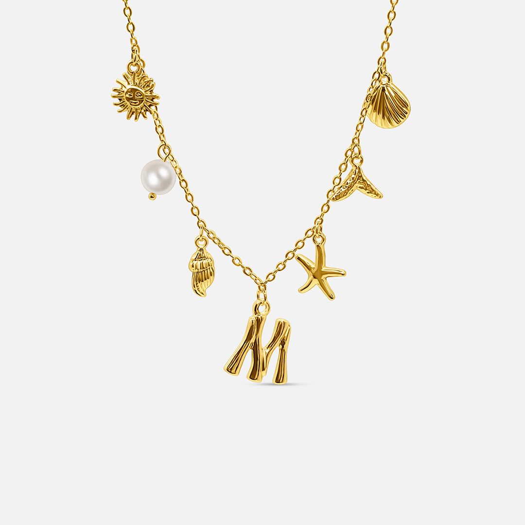 Elegant Ocean Gold Letter Necklace
