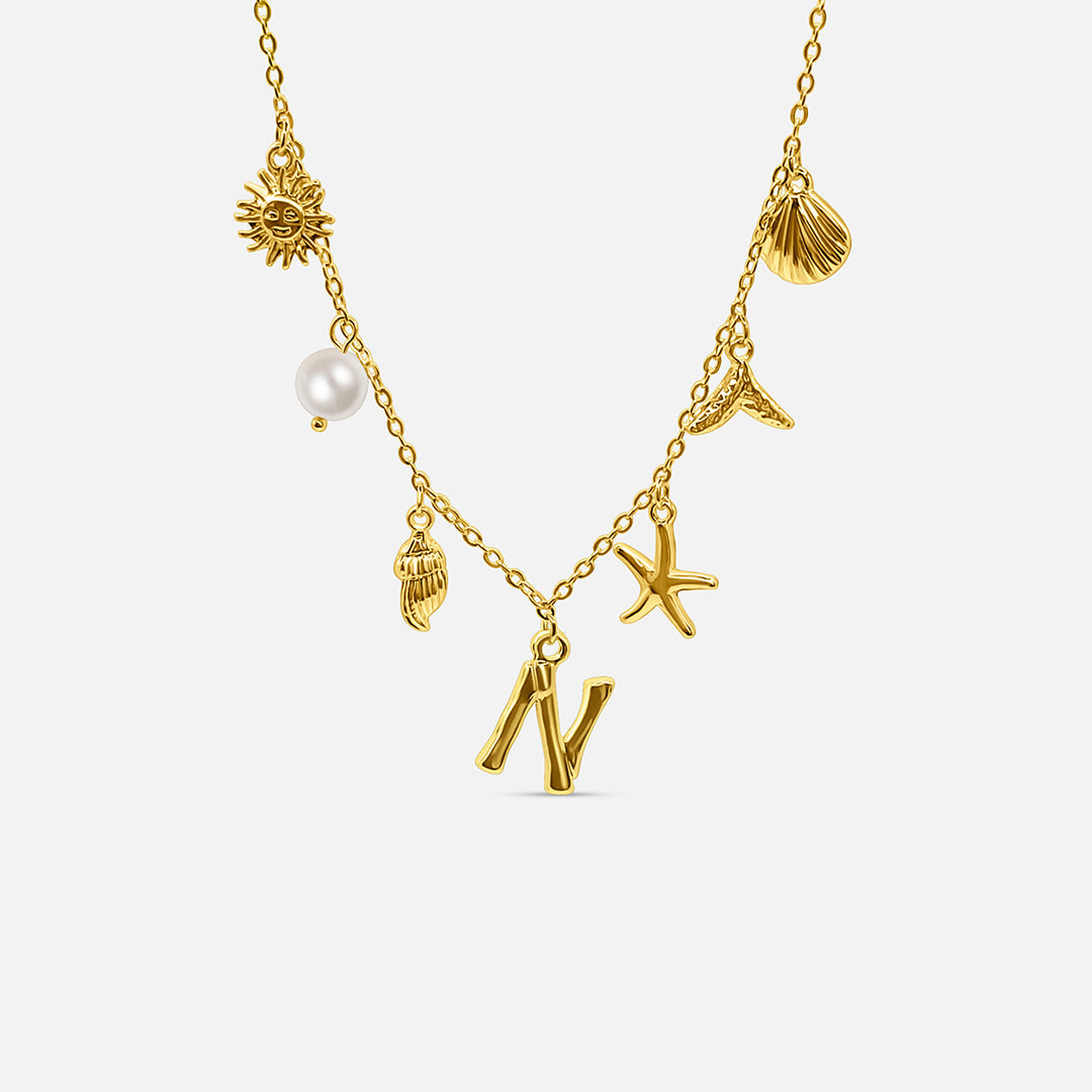 Elegant Ocean Gold Letter Necklace