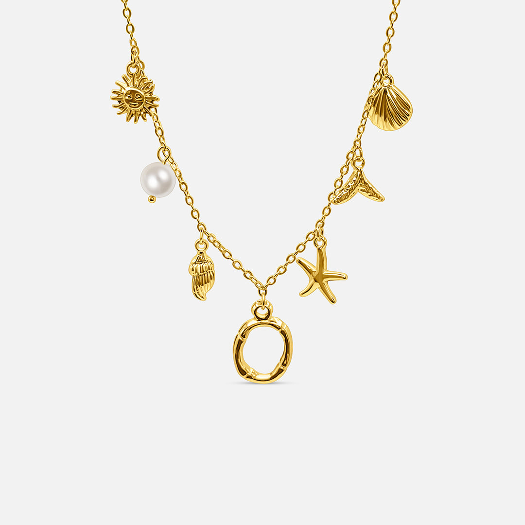 Elegant Ocean Gold Letter Necklace