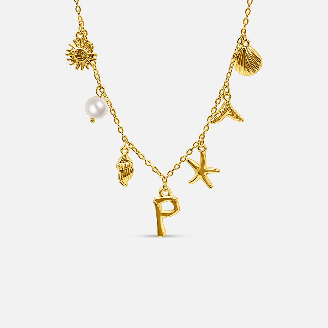 Elegant Ocean Gold Letter Necklace