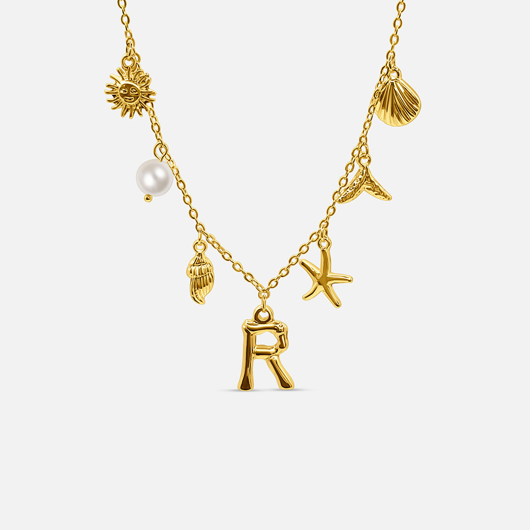 Elegant Ocean Gold Letter Necklace