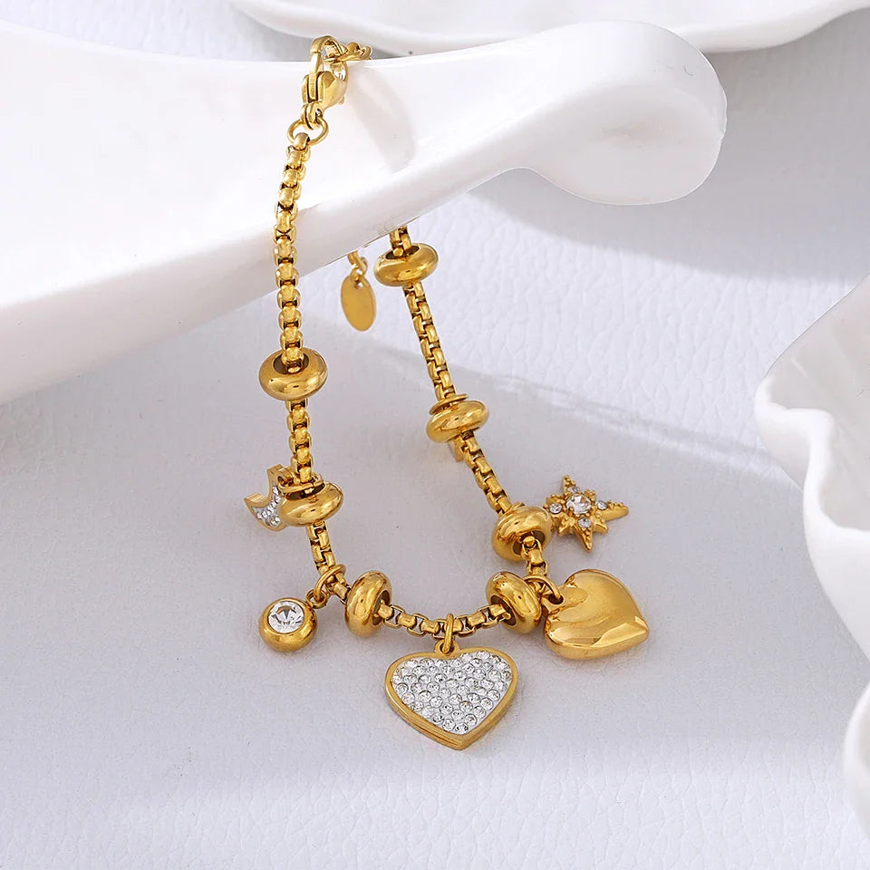 Heart Charm Sparkle Bracelet