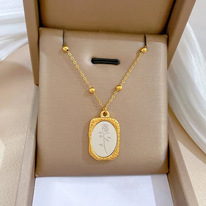Elegant Delicate Gold Rose Pendant