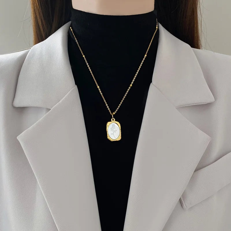 Elegant Delicate Gold Rose Pendant