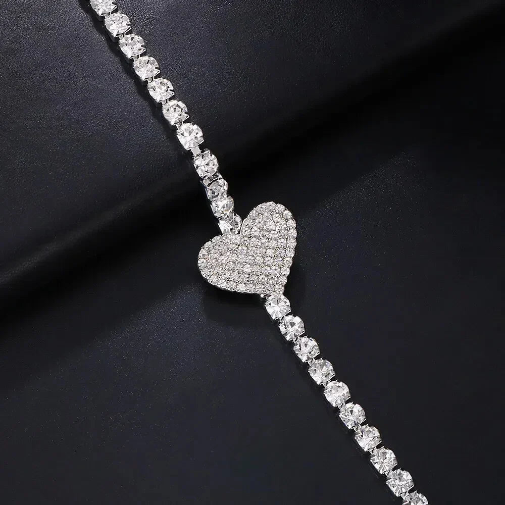 Radiant Rhinestone Heart Necklace