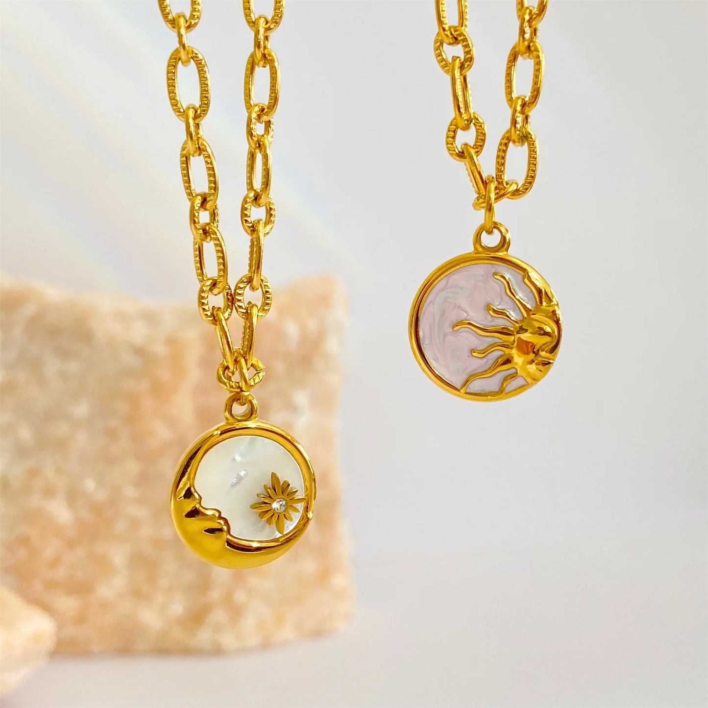 Celestial Harmony Sun & Moon Necklaces