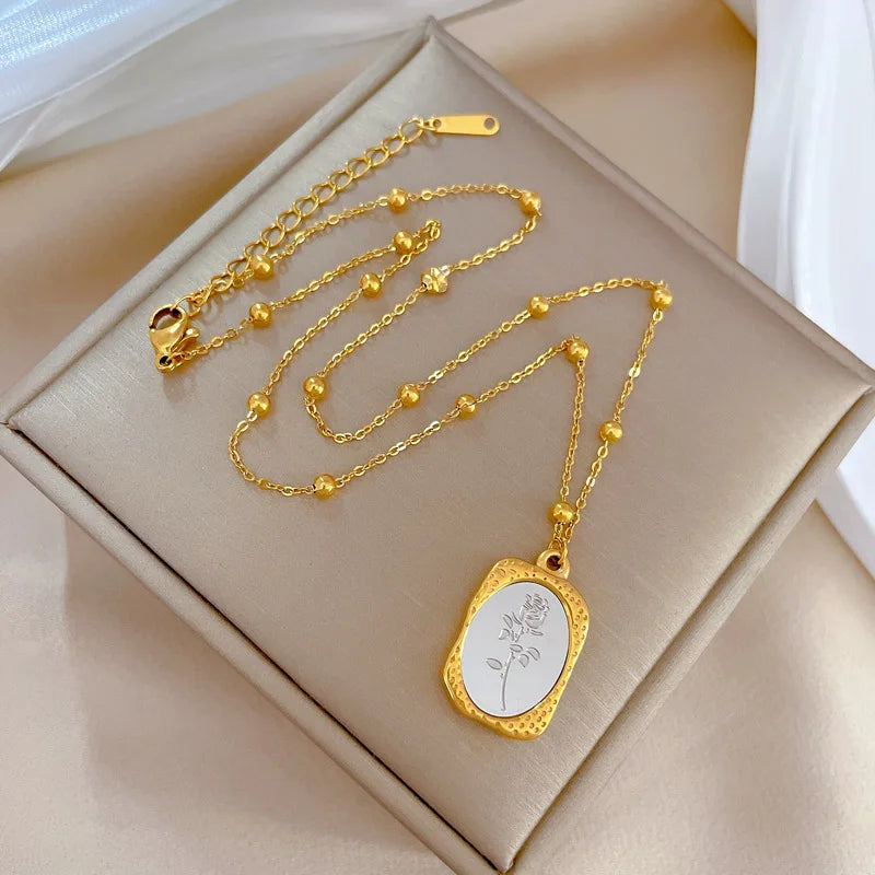 Elegant Delicate Gold Rose Pendant
