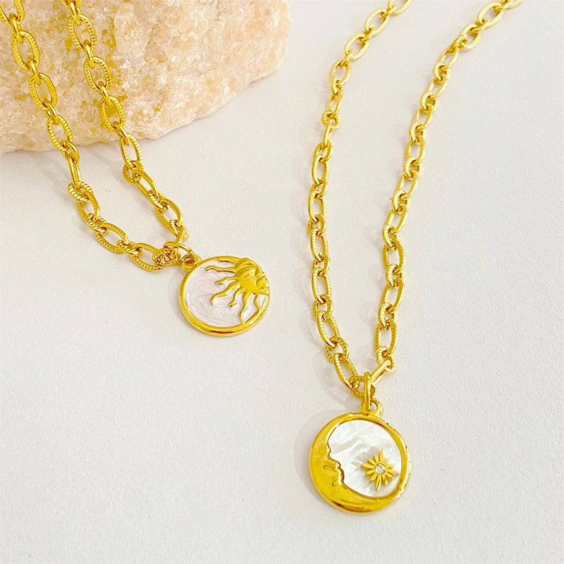 Celestial Harmony Sun & Moon Necklaces