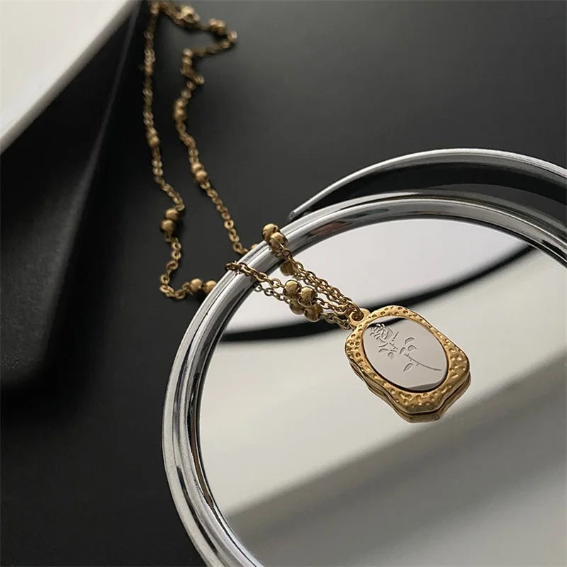 Elegant Delicate Gold Rose Pendant