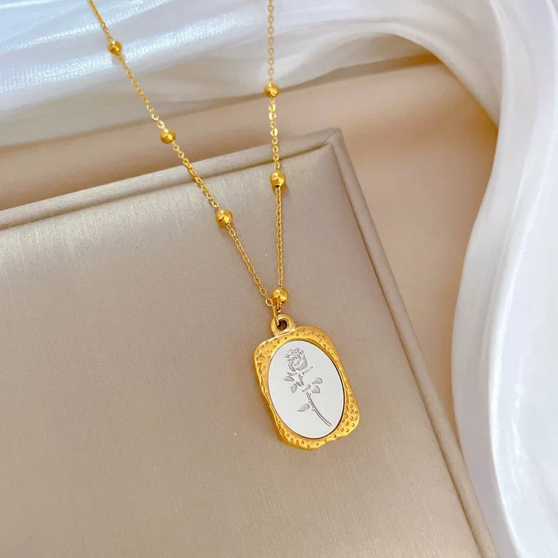 Elegant Delicate Gold Rose Pendant