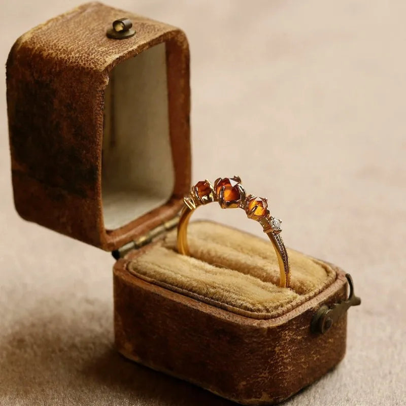 Honey Gemstone Vintage Charm Ring