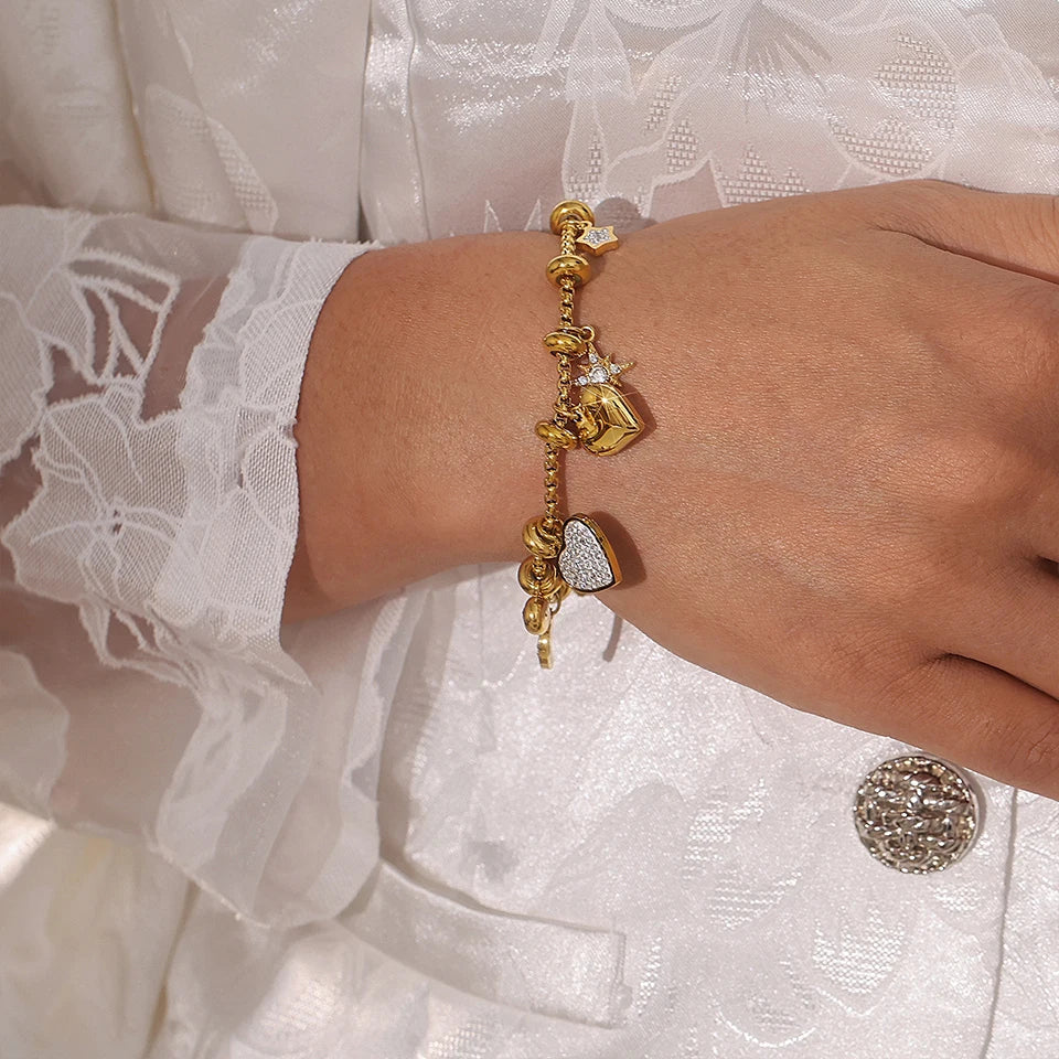 Heart Charm Sparkle Bracelet