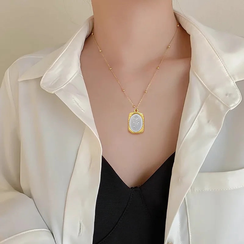 Elegant Delicate Gold Rose Pendant