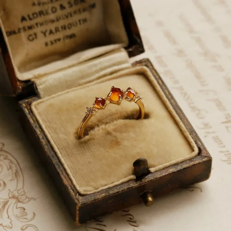 Honey Gemstone Vintage Charm Ring