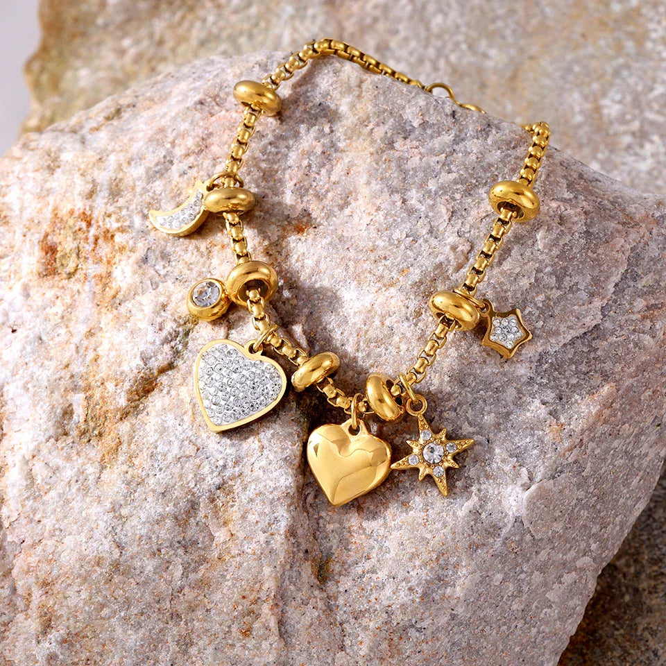 Heart Charm Sparkle Bracelet