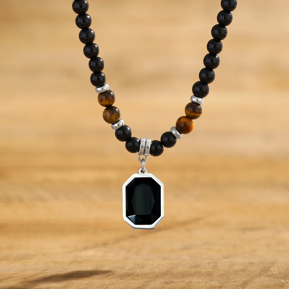 Alluring Onyx Necklace with Tiger Eye