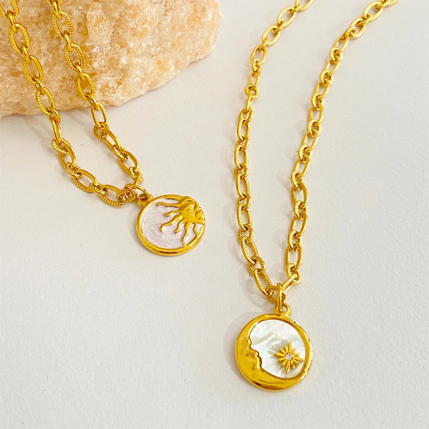 Celestial Harmony Sun & Moon Necklaces