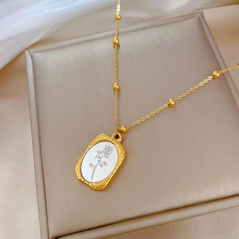 Elegant Delicate Gold Rose Pendant