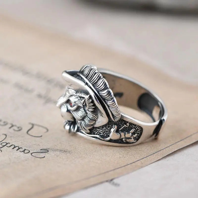 Courageous Viking Feline Guardian Ring