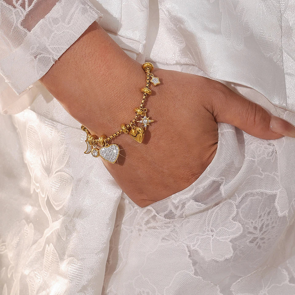 Heart Charm Sparkle Bracelet