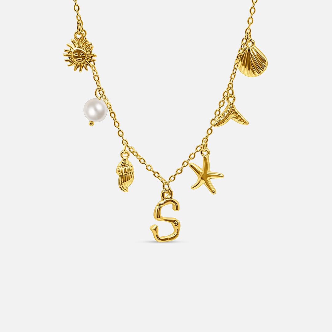 Elegant Ocean Gold Letter Necklace