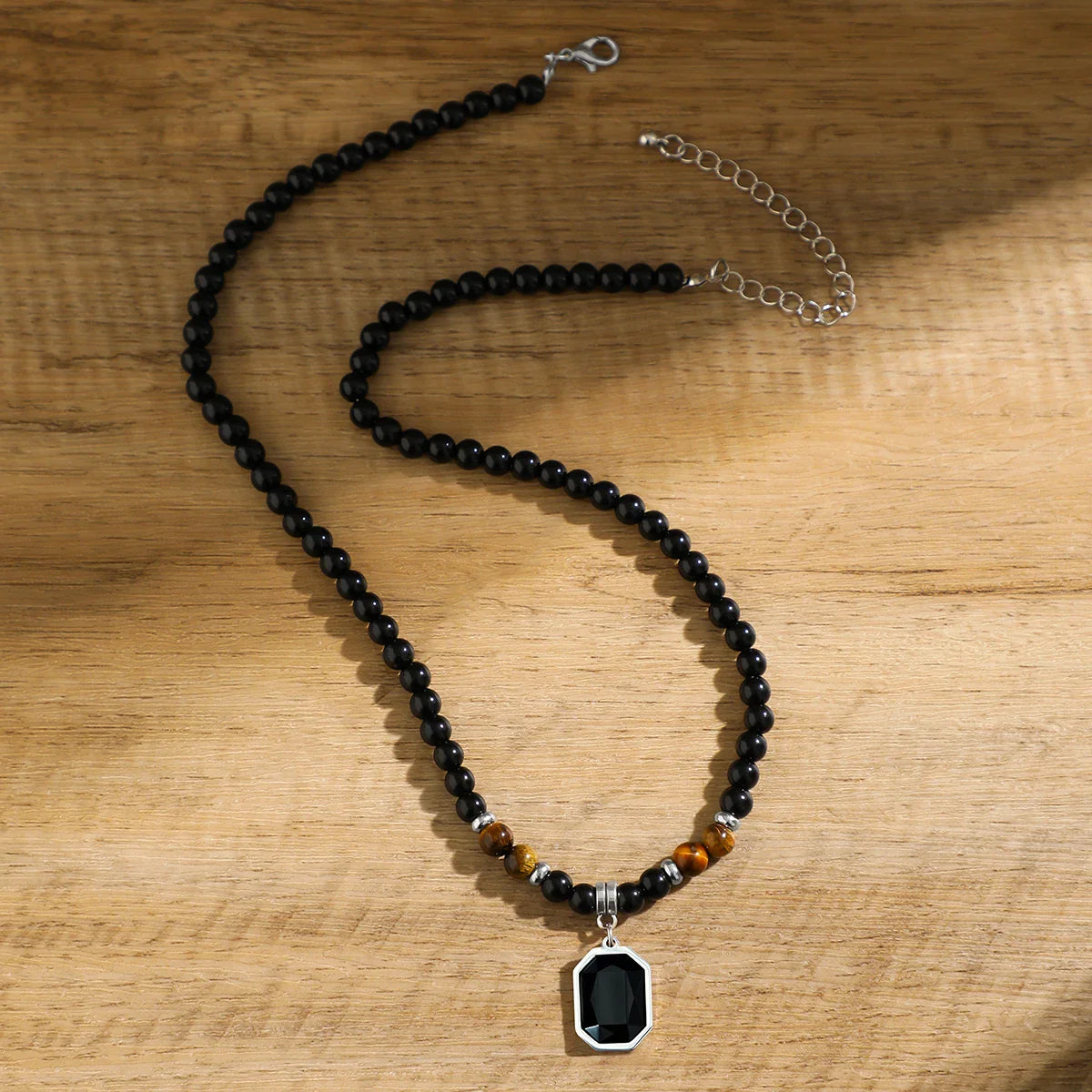 Alluring Onyx Necklace with Tiger Eye